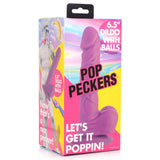 Pop Peckers 6.5" Dildo with Balls Purple Realistic Penis Suction Sex Toy