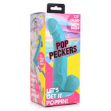 Pop Peckers 7.5" Dildo with Balls Blue Realistic Penis Suction Sex Toy
