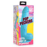 Pop Peckers 8.25" Dildo with Balls Realistic Blue Colour Penis Fantasy Play Sex Toy