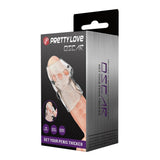 Pretty Love Oscar Penis Sleeve Clear Ribbed Stimulation Soft Cock Girth Sheath