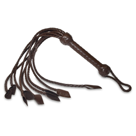 Prowler RED Brown Leather Flogger Whip Braided Tails BDSM Play