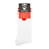 Prowler RED Crew Socks White/Red Cotton Paw Print Logo Fetish Play