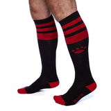Prowler RED Football Socks Black Red Cotton Knee Length Sports Jock Fetish