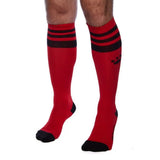 Prowler RED Football Socks Red Black Knee Length Sports Jock Fetish