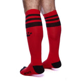 Prowler RED Football Socks Red Black Knee Length Sports Jock Fetish