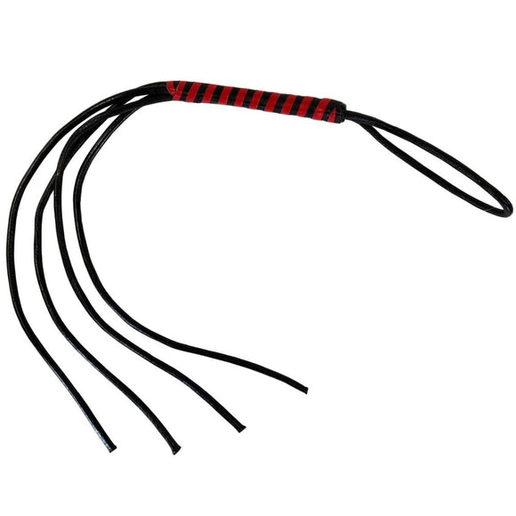 Prowler RED Heavy Duty Flogger Black Leather Whip BDSM Fetish Play