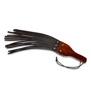 Prowler RED Leather and Wood Fringe Paddle Flogger BDSM Fetish Play