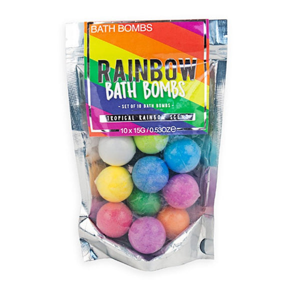 Rainbow Bath Bombs Colourful Tropical Scent Mini Fizz Marbles