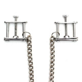 Rimba Adjustable Metal Vice Nipple Clamps with Chain Bondage Play