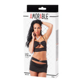 Rimba Amorable Classy Black Top & Mini Skirt Set Womens Sexy Revealing Outfit Club Wear