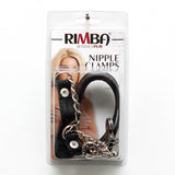 Rimba Nipple Clamps Leather Neck Collar Chain Bondage Play BDSM Fetish Wear