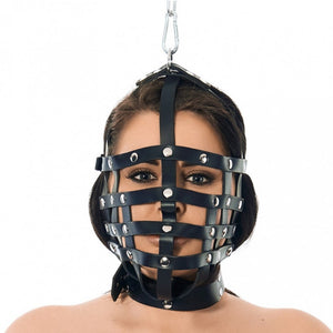 Rimba Leather Muzzle Mask Hanging Head Restraint Bondage Play Fetish Gear BDSM