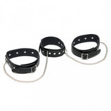 Rimba Leather Neck Collar to Thigh Chain Cuffs Restraints Bondage Gear BDSM Play