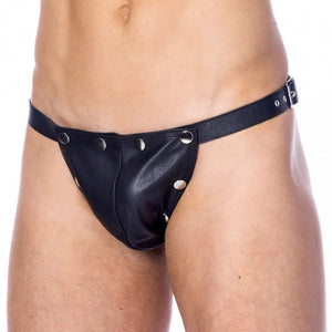 Rimba Bondage Play Mens Leather Detachable Penis Pouch BDSM Fetish Wear