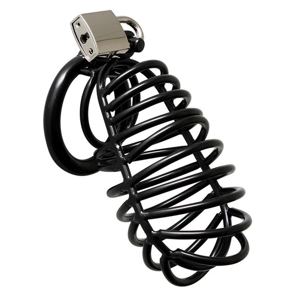 Rimba Black Metal Male Chastity Device Padlock Cock Cage Mens Penis Bondage Play Fetish