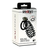 Rimba Black Metal Male Chastity Device Padlock Cock Cage Mens Penis Bondage Play Fetish