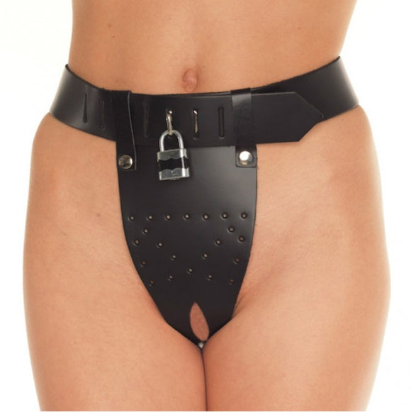 Rimba Womens Leather Chastity Belt Crotchless Brief Bondage Play Fetish Wear