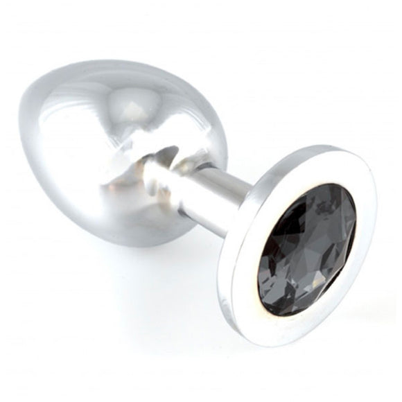 Rimba Heavy Metal Butt Plug Black Crystal Gem Jewel Base Anal Sex Toy