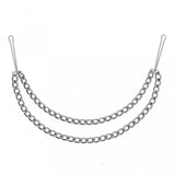 Rimba Silver Nipple Clamps Double Chain Link BDSM Bondage Gear Fetish