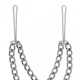 Rimba Silver Nipple Clamps Double Chain Link BDSM Bondage Gear Fetish