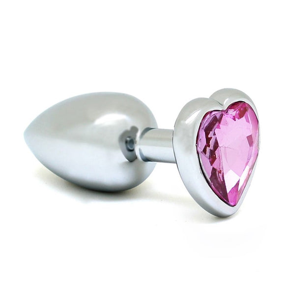 Rimba Heart Shaped Pink Crystal Butt Plug Stainless Steel Anal Sex Toy