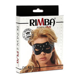 Rimba Bondage Play Black Real Leather Open Eye Mask Rivets Decoration BDSM Fetish Wear