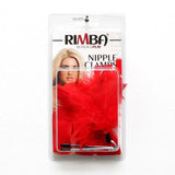 Rimba Red Feather Nipple Clamps Tassels BDSM Bondage Gear Fetish Wear