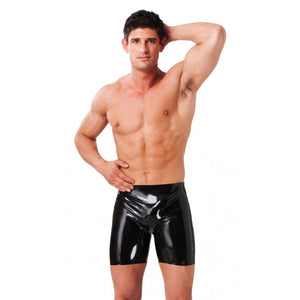 Rimba Rubber Secrets Black Latex Bermuda Shorts for Men Fetish Wear BDSM Play