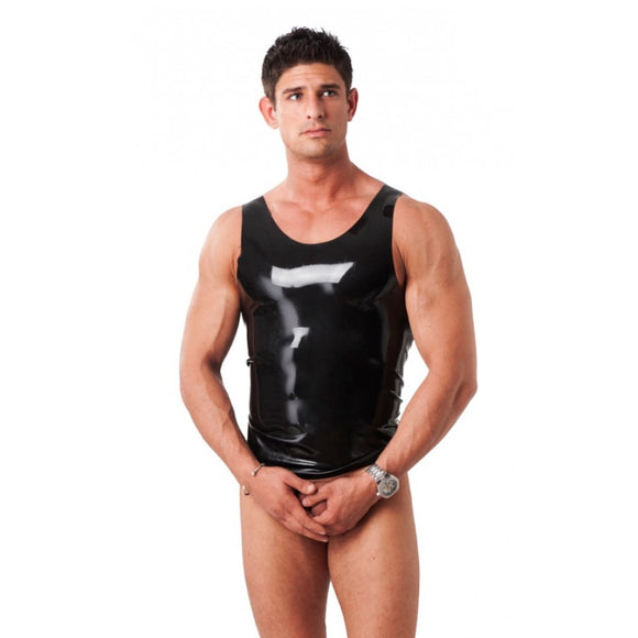 Rimba Rubber Secrets Black Latex Vest Tank Top Mens Fetish Club Wear