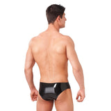Rimba Rubber Secrets Mens Black Latex Brief with Anal Plug Male Fetish Wear