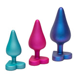 Romp Luster Anal Training Kit 3 Size Silicone Heart Butt Plug Trio Set
