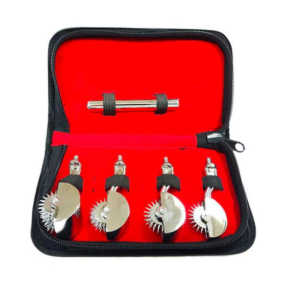 Rouge 4 Pin Wheel Set Stainless Steel Wartenberg Pain Stimulation Fetish Kit