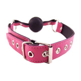 Rouge Garments Pink Leather Rubber Ball Mouth Gag Cute Bondage Play BDSM Dribble Fetish