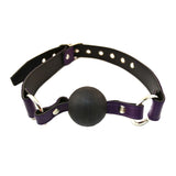 Rouge Garments Purple Leather Rubber Ball Mouth Gag Cute Bondage Play BDSM Dribble Fetish