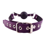 Rouge Garments Purple Leather Rubber Ball Mouth Gag Cute Bondage Play BDSM Dribble Fetish