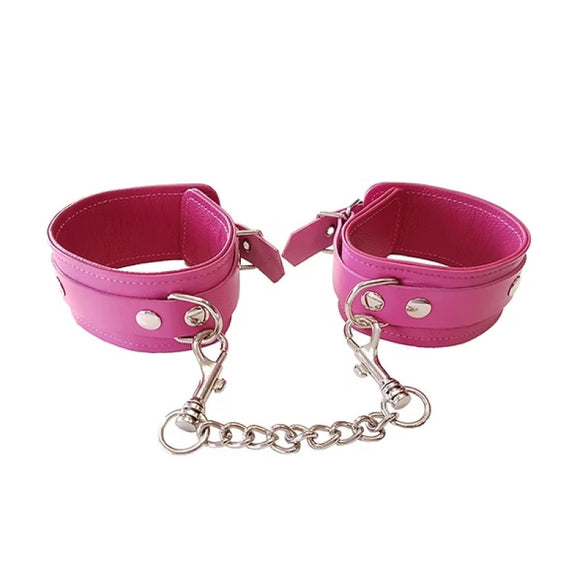 Rouge Garments Pink Leather Ankle Cuffs Restraints Bondage Gear BDSM Fetish Play