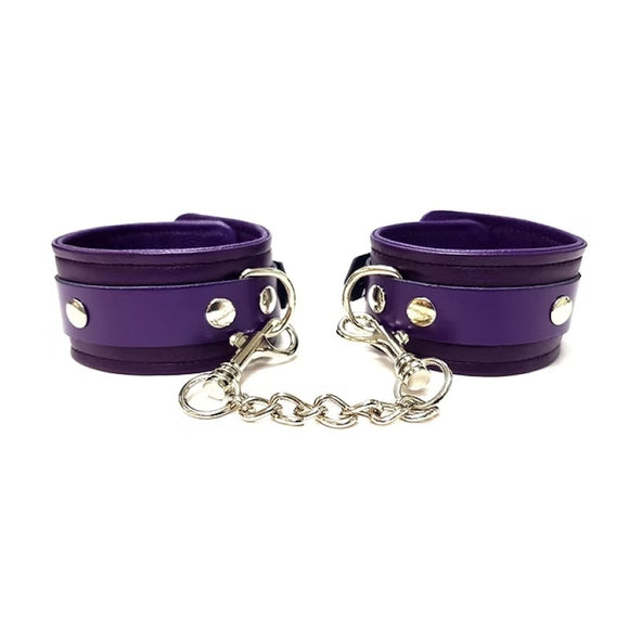 Rouge Garments Purple Leather Ankle Cuffs Restraints Bondage Gear BDSM Fetish Play