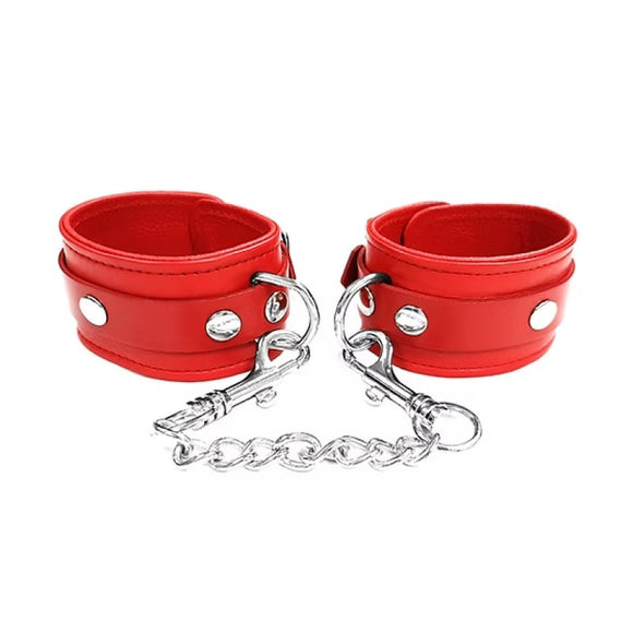 Rouge Garments Red Leather Ankle Cuffs Restraints Bondage Gear BDSM Fetish Play
