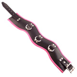 Rouge Garments Pink Black Leather Trim Padded D-Ring Posture Collar Bondage Gear BDSM Wear