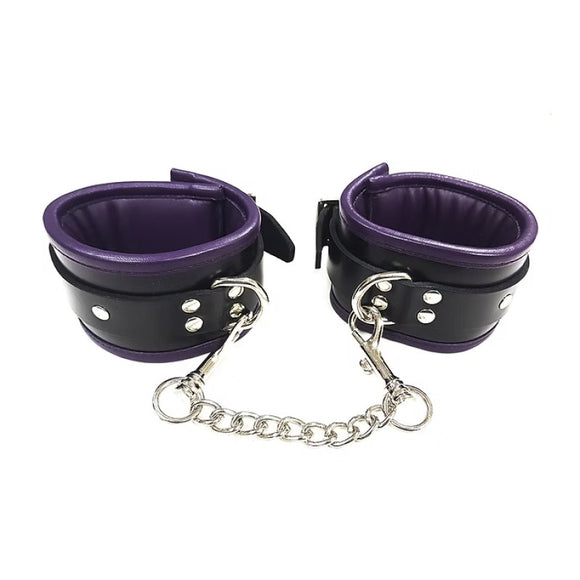 Rouge Garments Padded Purple Black Ankle Cuffs Restraints Bondage Gear Fetish Play