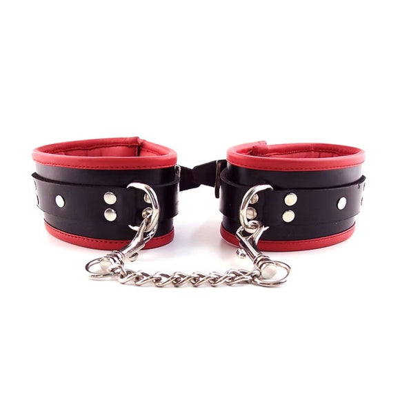 Rouge Garments Padded Red Black Ankle Cuffs Restraints Bondage Gear Fetish Play