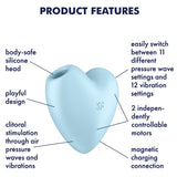 Satisfyer Cutie Heart Air Pulse Vibrator Blue Clitoral Stimulation Mini Massager Sex Toy