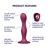 Satisfyer Double Ball-R Weighted Dildo Red Silicone Anal Probe Sex Toy