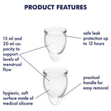 Satisfyer Feel Confident Menstrual Cups Clear Silicone Period Flow Protection Set