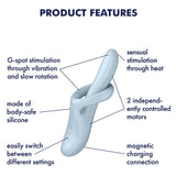 Satisfyer Heat Flex 4 Warming Rabbit Vibrator Blue G-Spot Rotator Sex Toy