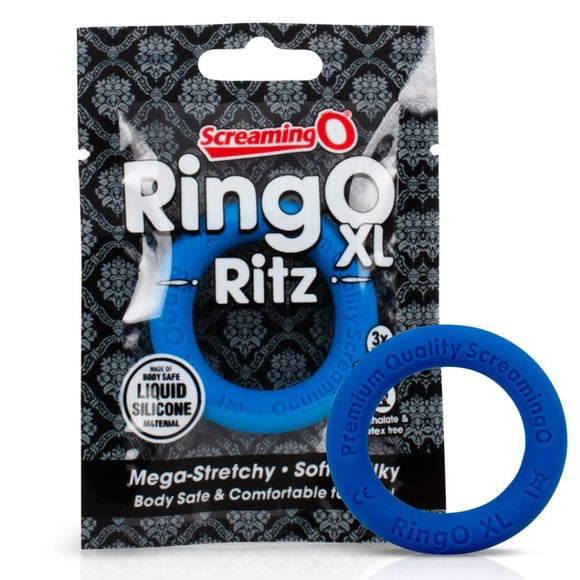 Screaming O RingO Ritz XL Premium Liquid Silicone Penis Cock Ring Blue