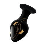 Secret Kisses 3.5" Handblown Black Glass Butt Plug Anal Temperature Play Sex Toy