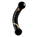 Secret Kisses 5.5" Handblown Black Glass Double Ended Curved Dildo Sex Toy