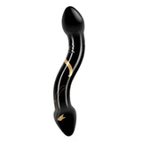 Secret Kisses 7.5" Handblown Black Glass Double Ended Curved Dildo Sex Toy