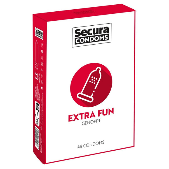Secura Extra Fun Condoms 48 Pack Ribbed Stimulation Safe Sex Prophyactics